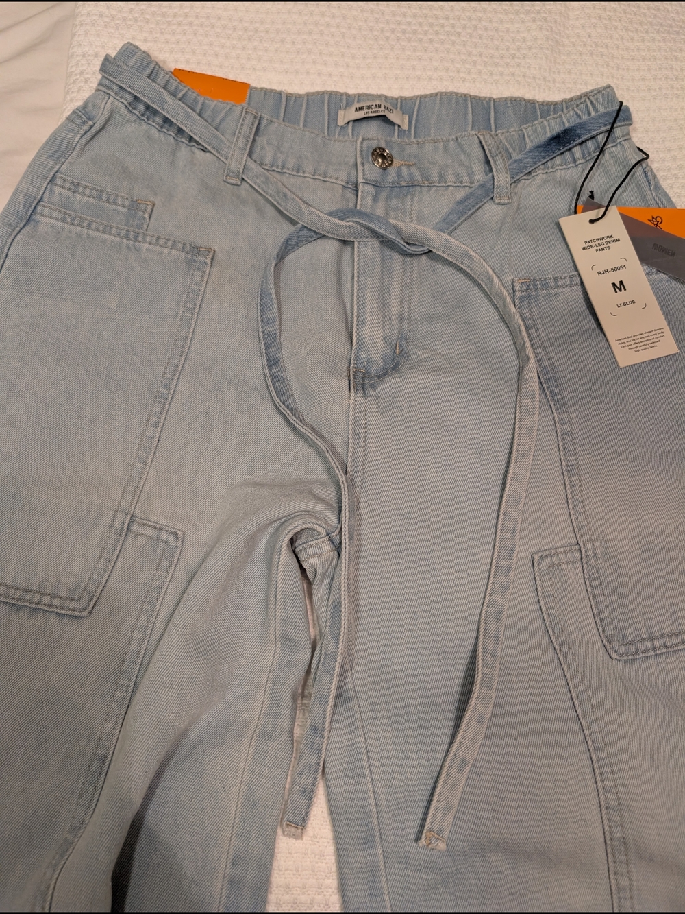AMERICAN Light Blue Women's Jeans with Drawstring Waist